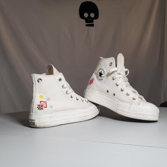 Converse Return to Festival Floral Embroidered White Platform Hi-Tops -Sz 7 - Picture 3 of 16